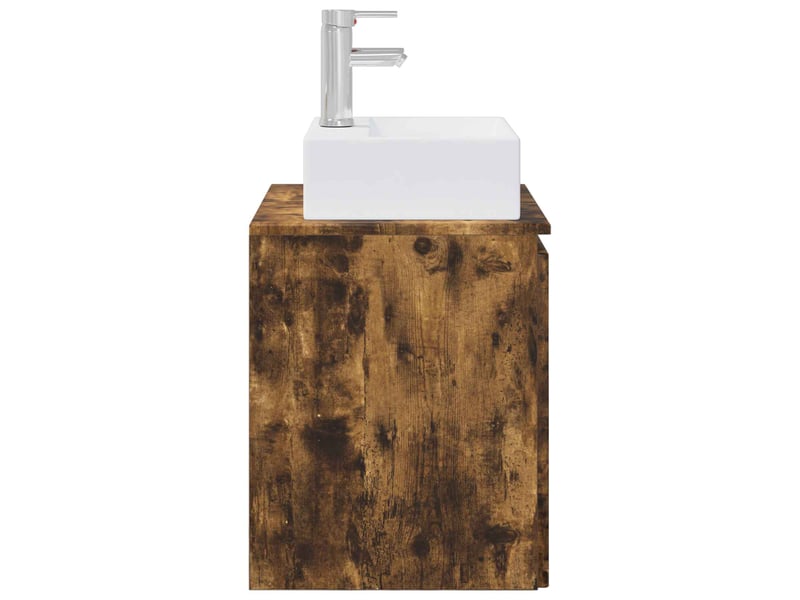 Vanité de lavabo mural, meuble de rangement chêne fumé 49.5x41x62.5 cm shl161 - Conforama D