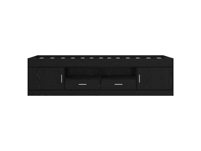  Lit simple- lit adulte -  cadre de lit avec rangement avec tiroir chêne noir 80 x 200 cm  - Conforama D