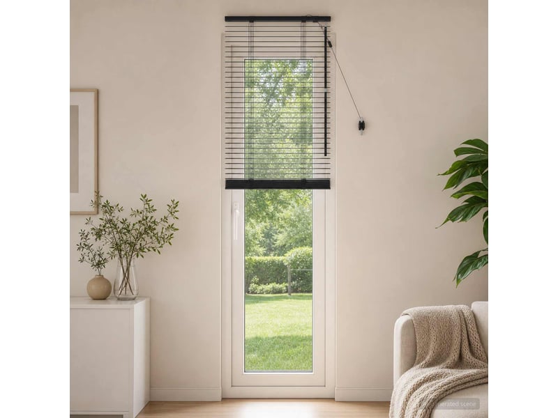 Store vénitien, store de fenêtre noir 65 x 250 cm 35 mm bois de paulownia massif cf48179 - Conforama B