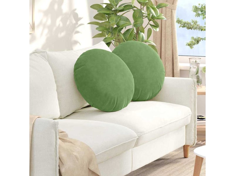  Lot de 2 coussins de siège, coussins décoratifs velours vert clair ø50 x 19 cm cf59916  - Conforama B