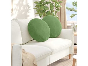 Lot de 2 coussins de siège, coussins décoratifs velours vert clair ø50 x 19 cm cf59916