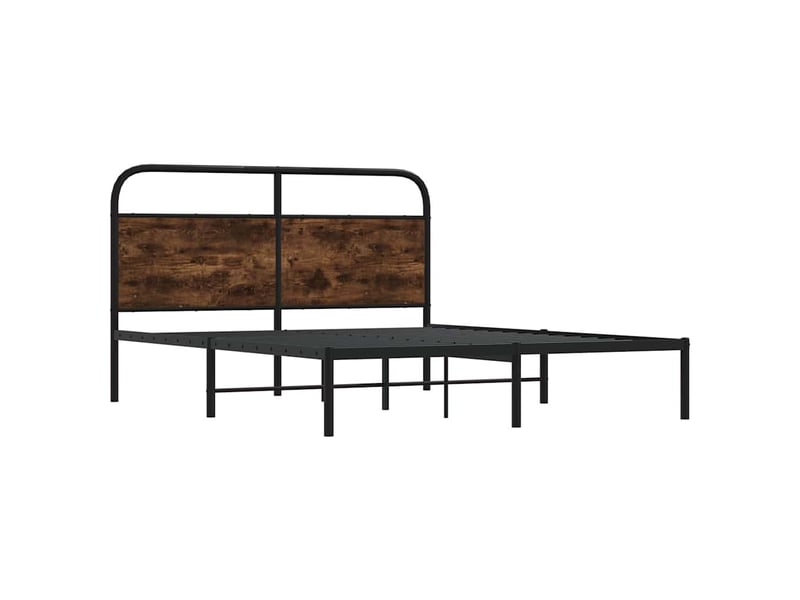  Lit double- lit adulte -  cadre de lit sans matelas 150x200 cm chêne fumé bois ingénierie  - Conforama B