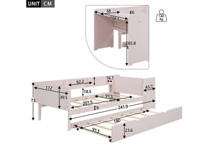 Lit coffre 90x200 cm <strong></strong>  <strong></strong> coloris rose