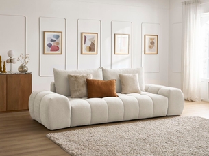 Canapé droit fixe BOBOCHIC EVEREST 3 places Tissu beige
