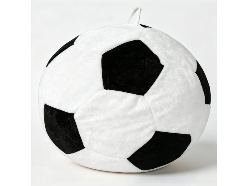Fauteuil pouf rond en mousse à mémoire de forme pour salon et chambre, revêtement en flanelle blanc et noir - Conforama A