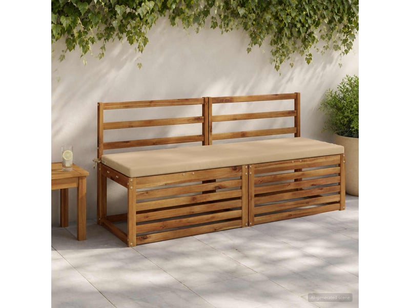 Lot de 2 coussins de banc, coussins d'assise soest 100 % polyester beige cf57022 - Conforama B