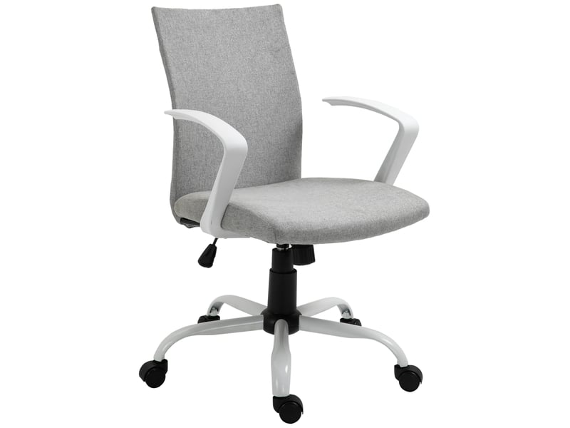  Fauteuil de bureau ergonomique à bascule, fauteuil d'étude pivotant, chaise de bureau en tissu réglable en hauteur, 61 x 61 x 89-99 cm, gris clair  - Conforama B