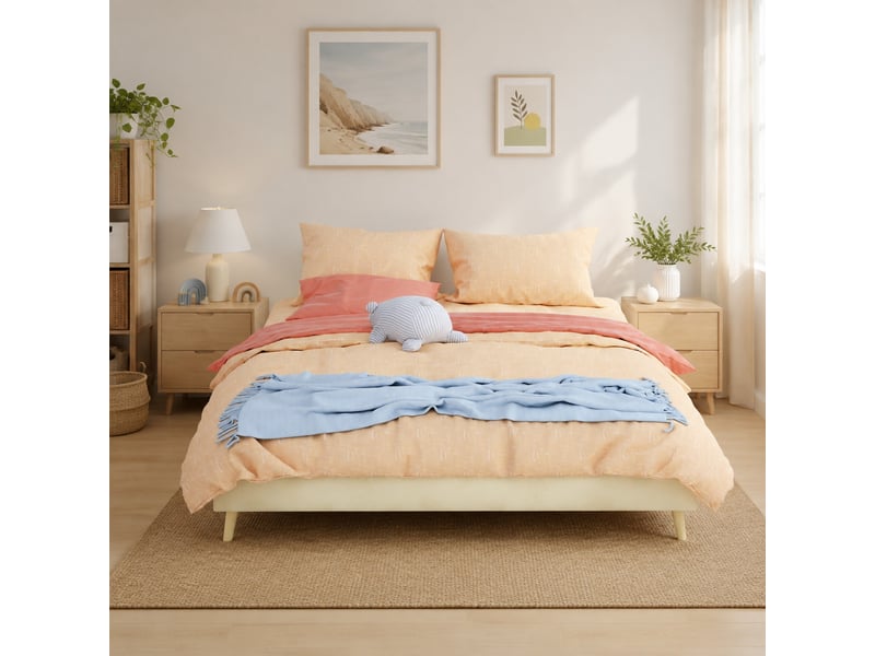  Lit adulte 160 × 200 cm 2 places avec rangement sous le lit et tête de lit, sans matelas, en velours beige  - Conforama B