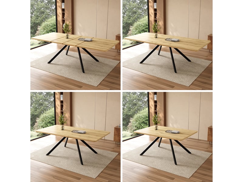 Table de salle à manger extensible 160200240 x 90 cm capacité de 6 à 10 personnes, forme rectangulaire, pieds en métal - Conforama D