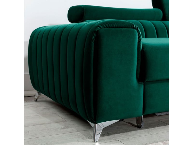 Canapé d'angle droit vert émeraude convertible 3 places jayson assise haute résilience - Conforama C