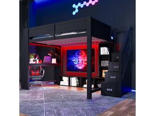 Lit mezzanine 140x200 cm <strong>SAPGAKS</strong> <strong></strong> coloris noir