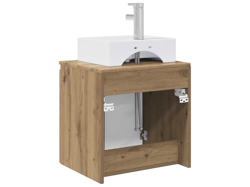  Vanité de lavabo mural, meuble de rangement chêne artisanal 49.5x41x62.5 cm shl6907  - Conforama E