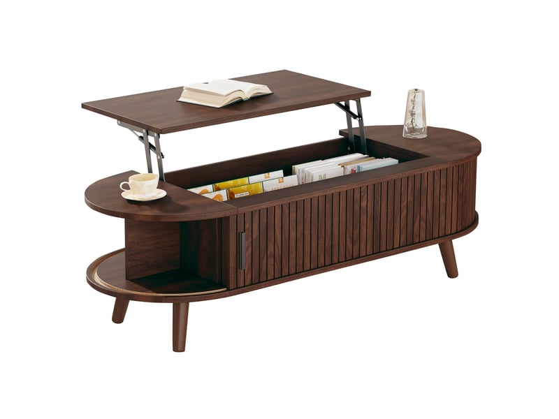 Table basse relevable 120x50x39,5 cm coloris noyer avec rangement - Conforama A