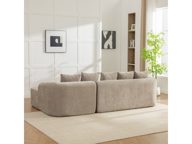  Canapé d'angle modulable en chenille 3 places gris - sans montage assise moelleuse  - Conforama E