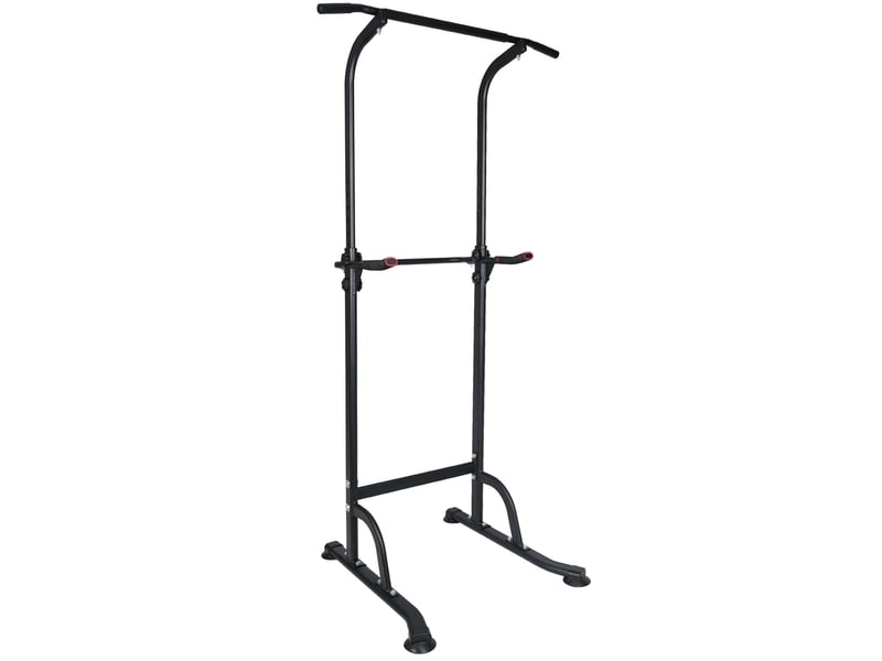 Tour de musculation multifonction réglable noire en acier avec barre de traction et station de dips à domicile - Conforama A
