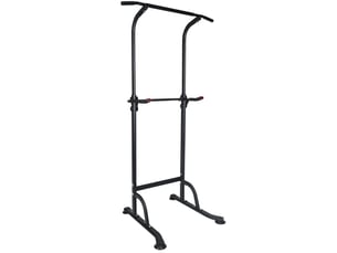 Tour de musculation multifonction réglable noire en acier avec barre de traction et station de dips à domicile