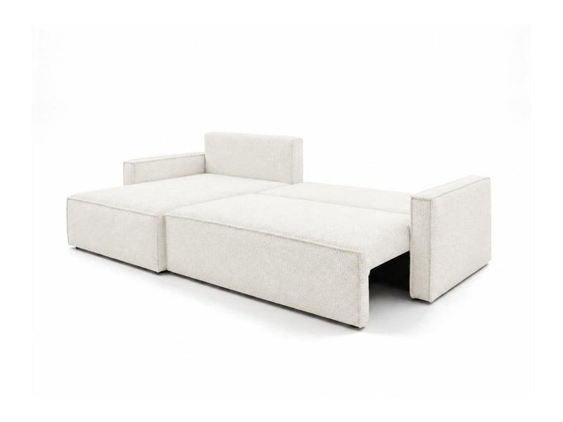  Farah - canapé d'angle max réversible et convertible 5 places accoudoirs slim en tissu bouclettes généreuses  - Conforama C