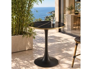 Icare - ensemble n°3: table bistrot d70cm en céramique marbré noir