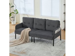 Canapé droit fixe <strong>MAISENTIEL</strong> <strong></strong> 3 places Velours côtelé gris