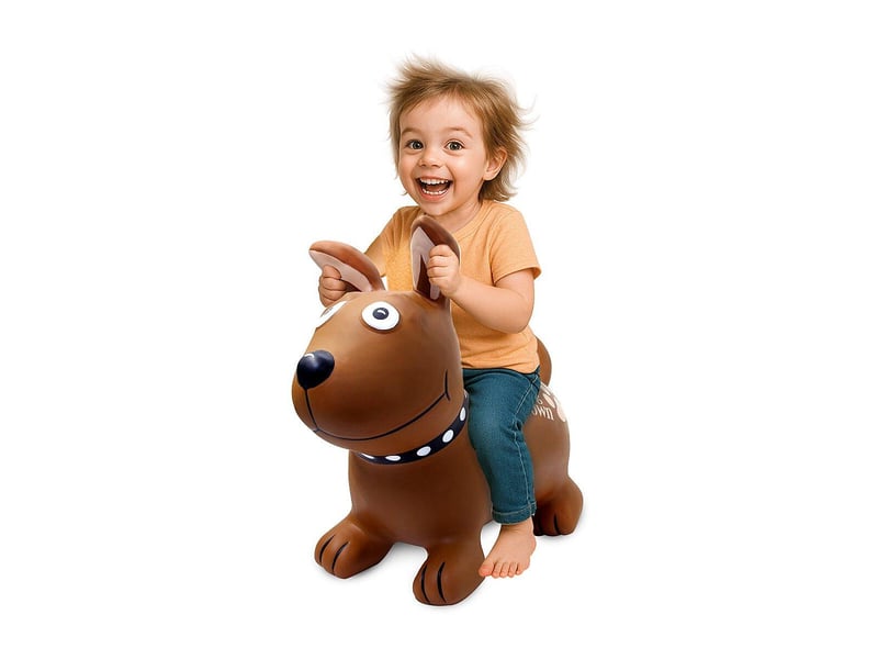  Animal rebondissante dog brown hoppydoo avec pompe 466004 - Conforama C