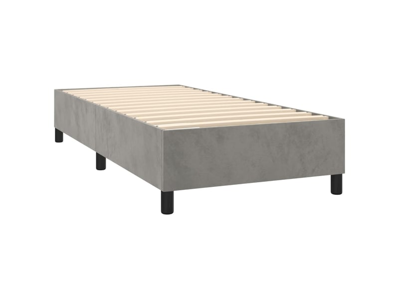  Lit simple, sommier à lattes de lit et matelas gris clair 90x190 cm velours shl99538  - Conforama D