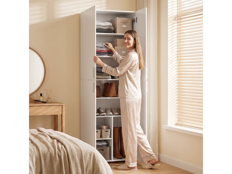  Armoire à 4 portes, 180 cm, blanche  - Conforama D