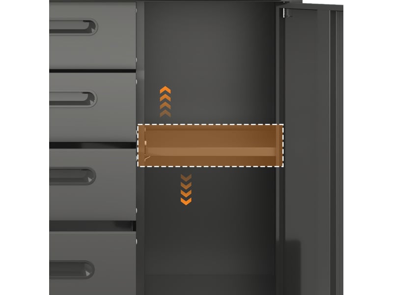 Armoire à outils en métal 75 x 42 x 88 cm noir et gris, 4 tiroirs, rangement verrouillable à roulettes - Conforama E