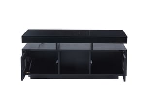 Table basse noire 100×50×43 cm – leds contrôlables par app, ports de charge et rangement intégré – salon moderne
