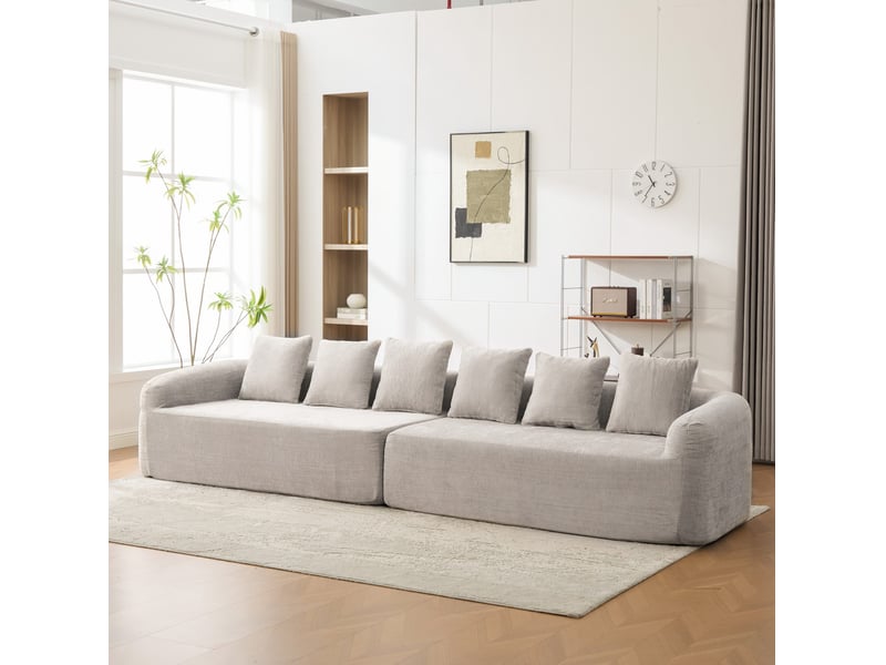  Canapé modulaire 6 places en chenille gris  - Conforama C