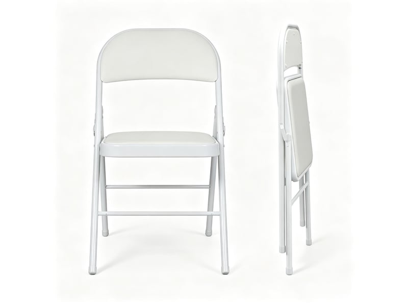 Lot de 2 chaises pliantes de salle à manger,45 x 46 x 78 cm – blanc – acier, pliage compact et léger - Conforama A