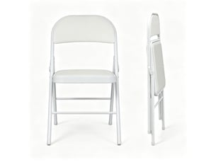 Lot de 2 chaises pliantes de salle à manger,45 x 46 x 78 cm – blanc – acier, pliage compact et léger