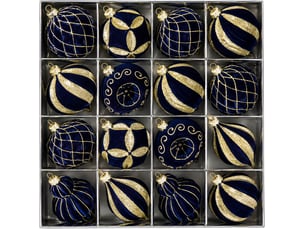 Lot de 16 boules de noël 8 cm, décorations suspendues pour sapin de noël, ornements de fête pour maison, bleu foncé
