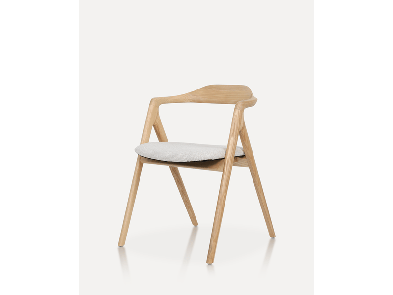  Lot de 2 chaises de salle à manger 53,5 x 58 x 74,5 cm – naturel et blanc cassé – accoudoirs intégrés  - Conforama A
