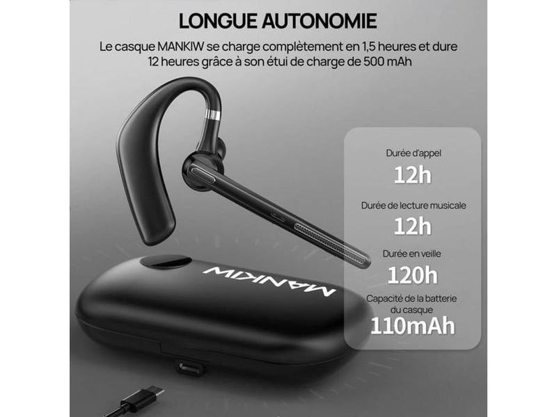  Ecouteurs bluetooth 5.3 intra noirs micro double enc et etui charge 395393_AAARE90977_6_DROPFR - Conforama C