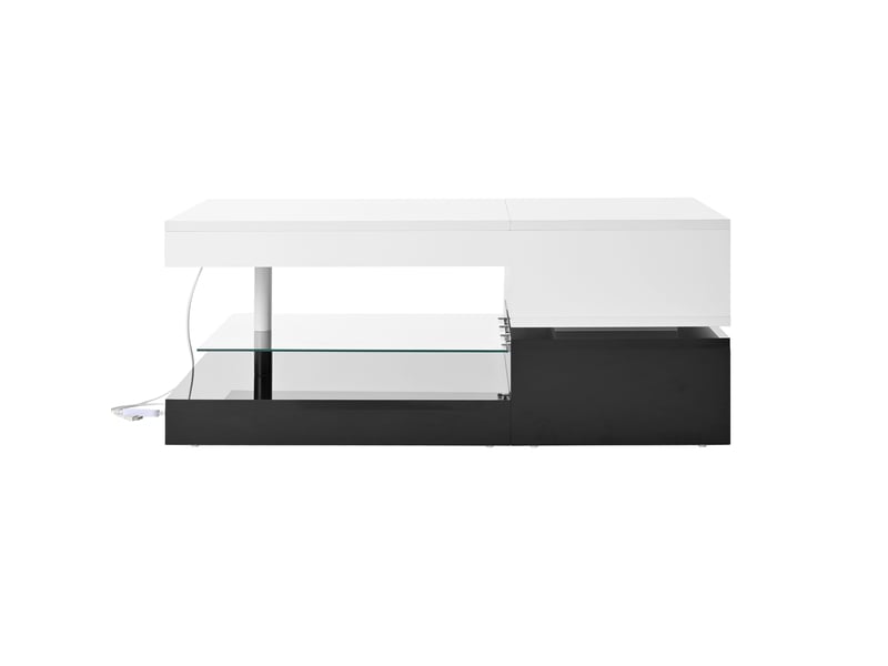  Table basse avec led 90 x 45 cm en panneau de particules noir et blanc  - Conforama D