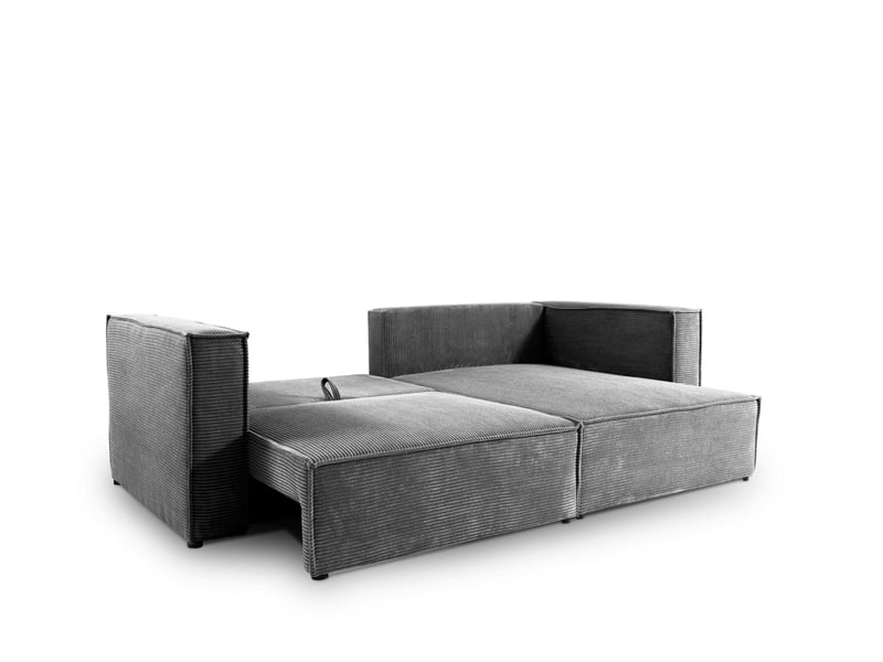  Canapé d'angle convertible en velours côtelé keymon gris anthracite  - Conforama D