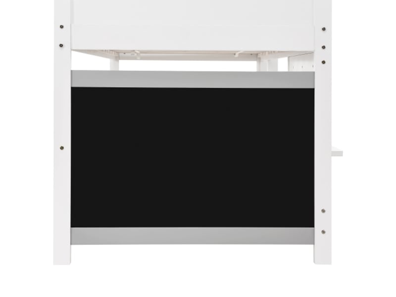  Lit enfant 90 x 200 cm,lit superposé avec tableau noir,étagère,échelle et garde-corps,blanc lit enfant blanc - Conforama E