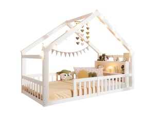 Lit cabane 90x190 cm <strong>OKWISH</strong>  <strong></strong> coloris blanc