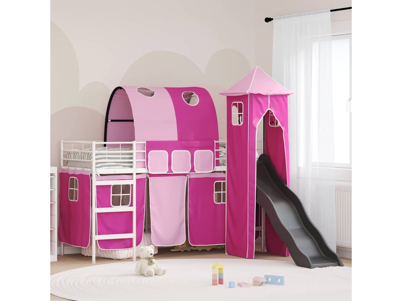  Cadre de lit superposé pour enfants - lit jeune blanc et rose 90 x 190 cm  - Conforama B