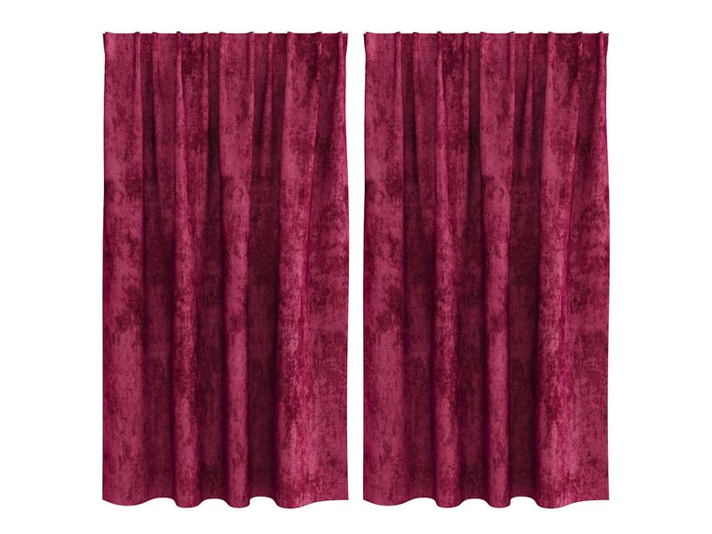  Lot de 2 rideaux en velours, rideaux de fenêtre rouge bordeaux 140 x 140 cm velours cf44242  - Conforama A