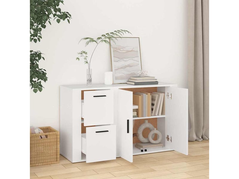  Buffet - bahut - meuble de rangement blanc 100x33x59,5 cm bois d'ingénierie  - Conforama C