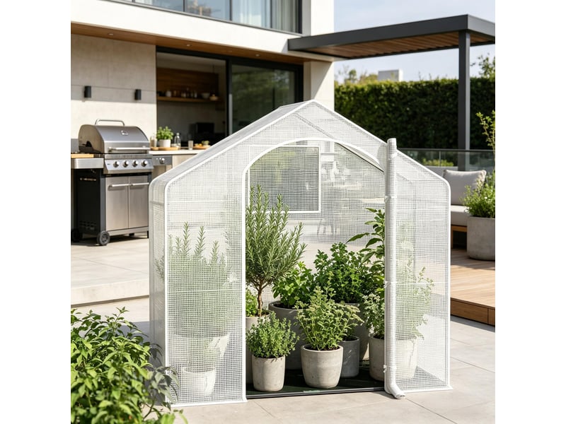  Serre de jardin - dimensions - film en maille pe 140 gm² - cadre en acier robuste 200x80x200cm - Conforama B