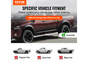 Vevor marchepieds 16.5cm compatible dodge ram 2009-2023. Barres latérales acier inox 201, charge 227kg.