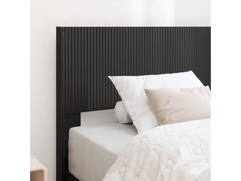  Lit simple- lit adulte -  cadre de lit avec rangement et tête de lit noir 90 x 190 cm  - Conforama B