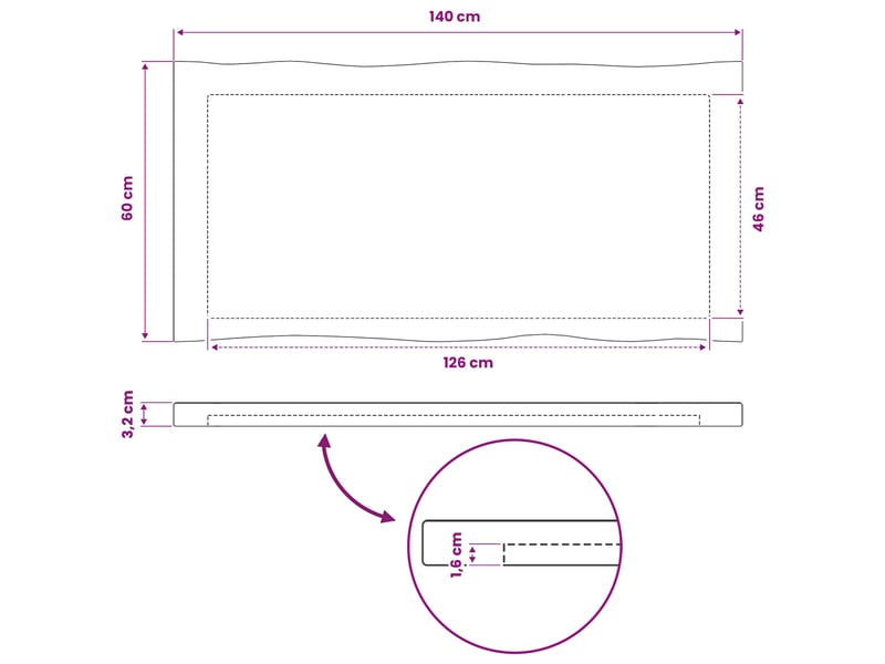  Vidaxl plateau de table rectangulaire 140 x 60 x 3 cm rectangulaire  - Conforama C