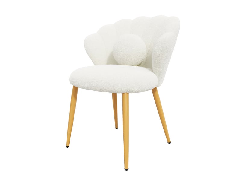  Lot de 2 chaises de salle à manger – assise rembourrée – pieds en métal doré – blanc  - Conforama W