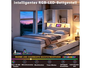 Lit avec rangement 90x200 cm <strong></strong> <strong></strong> coloris blanc