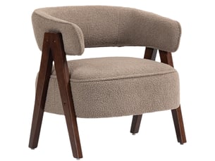 Fauteuil de salon en tissu bouclette, chaise rembourrée, assise large, dossier ergonomique, 70 x 64 x 71 cm, marron