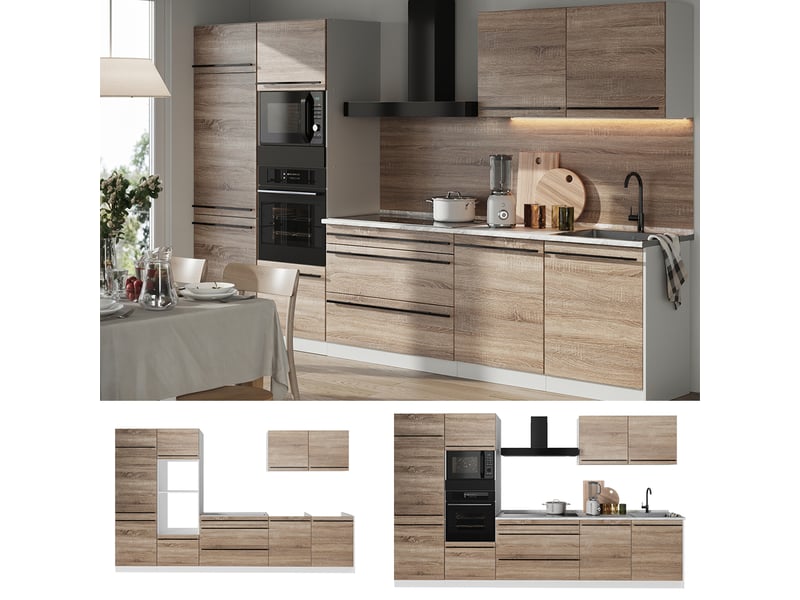  Vicco cuisine, sonomablanc, 340cm plan de travail marbre  - Conforama D