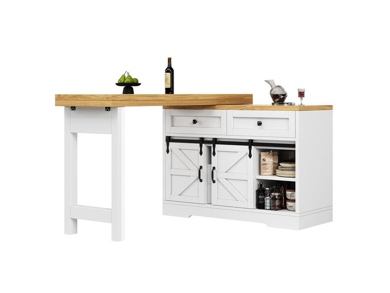 Îlot de cuisine 120x40x72 cm, table à manger et à plateau pivotant, structure en mdf, meuble cuisine, couleur blanc - Conforama A